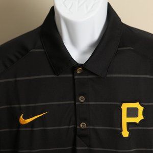 Nike Men's black and gold detailed short sleeve Pittsburgh Pirates polo shirt S